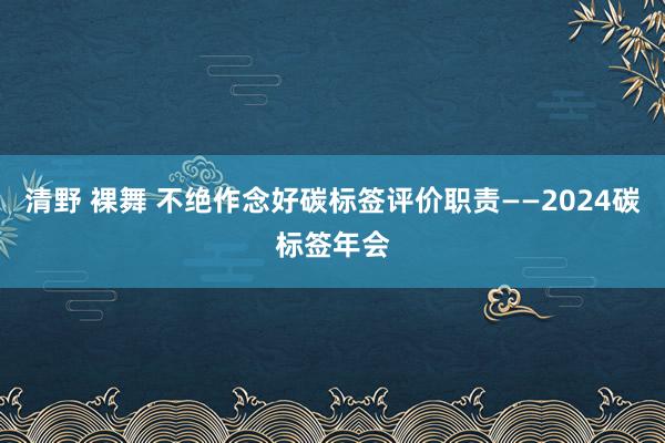 清野 裸舞 不绝作念好碳标签评价职责——2024碳标签年会