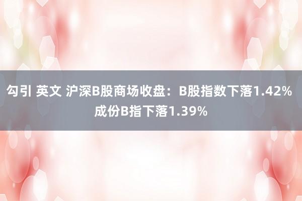 勾引 英文 沪深B股商场收盘：B股指数下落1.42% 成份B指下落1.39%