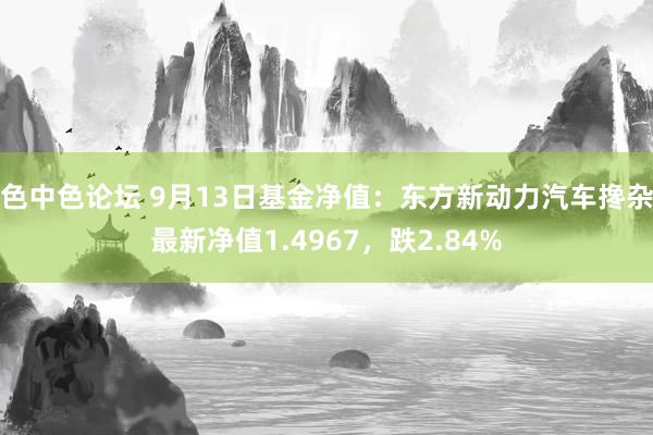 色中色论坛 9月13日基金净值：东方新动力汽车搀杂最新净值1.4967，跌2.84%