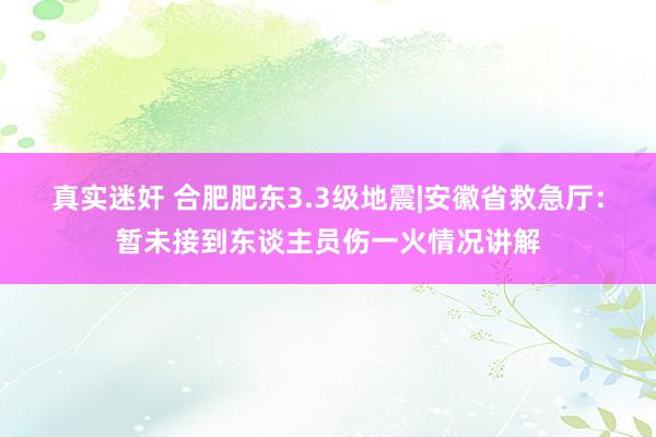 真实迷奸 合肥肥东3.3级地震|安徽省救急厅：暂未接到东谈主员伤一火情况讲解