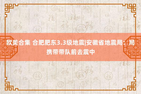 欧美合集 合肥肥东3.3级地震|安徽省地震局：局携带带队前去震中