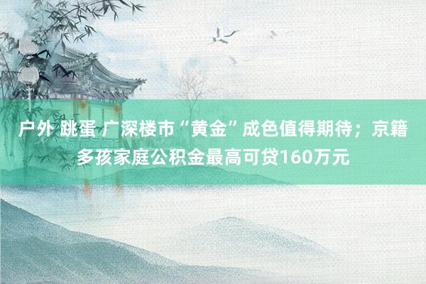 户外 跳蛋 广深楼市“黄金”成色值得期待；京籍多孩家庭公积金最高可贷160万元