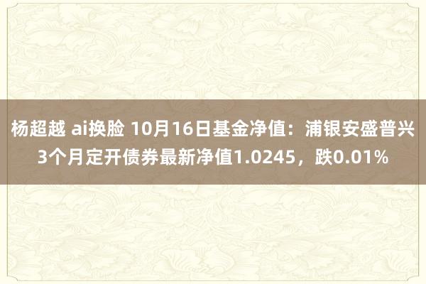 杨超越 ai换脸 10月16日基金净值：浦银安盛普兴3个月定开债券最新净值1.0245，跌0.01%