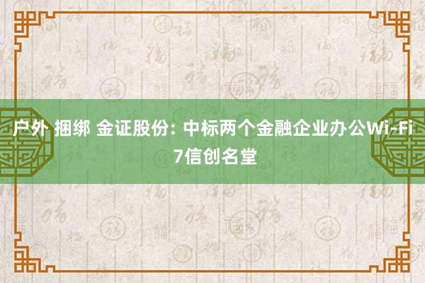 户外 捆绑 金证股份: 中标两个金融企业办公Wi-Fi 7信创名堂