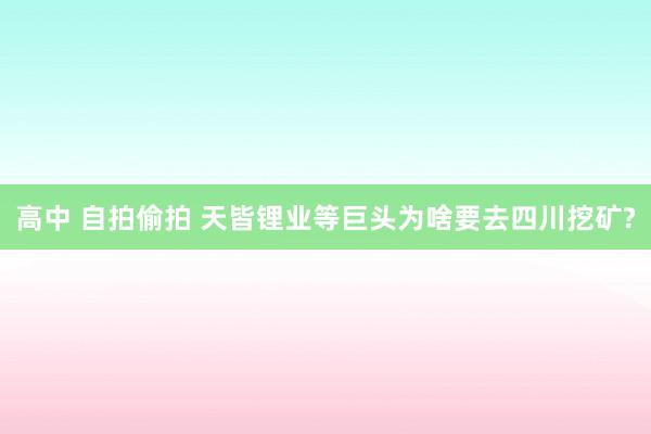 高中 自拍偷拍 天皆锂业等巨头为啥要去四川挖矿?