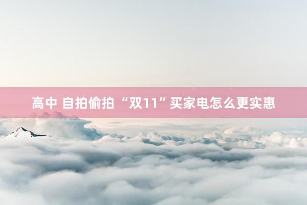 高中 自拍偷拍 “双11”买家电怎么更实惠