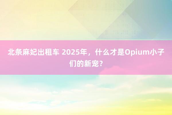 北条麻妃出租车 2025年，什么才是Opium小子们的新宠？