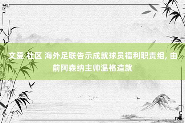 文爱 社区 海外足联告示成就球员福利职责组， 由前阿森纳主帅温格造就