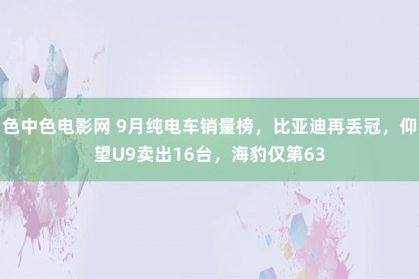 色中色电影网 9月纯电车销量榜，比亚迪再丢冠，仰望U9卖出16台，海豹仅第63