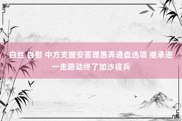 白丝 自慰 中方支握安答理愚弄通盘选项 继承进一走路动终了加沙寝兵