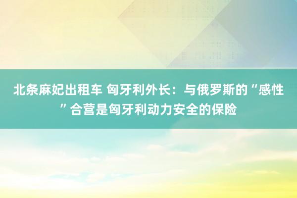 北条麻妃出租车 匈牙利外长：与俄罗斯的“感性”合营是匈牙利动力安全的保险