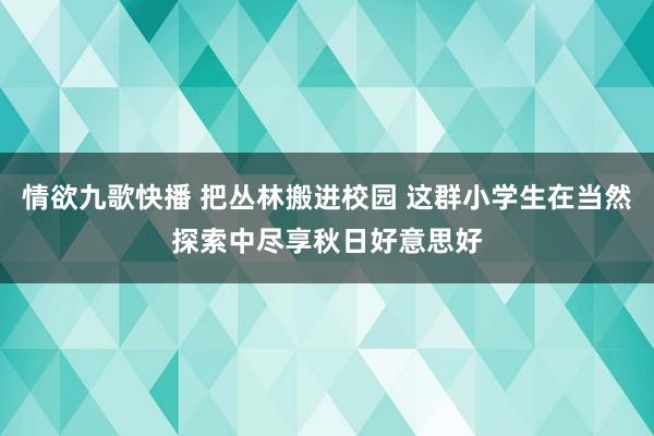 情欲九歌快播 把丛林搬进校园 这群小学生在当然探索中尽享秋日好意思好