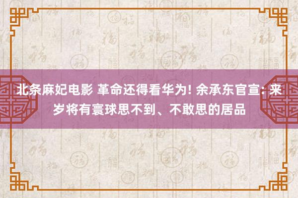 北条麻妃电影 革命还得看华为! 余承东官宣: 来岁将有寰球思不到、不敢思的居品